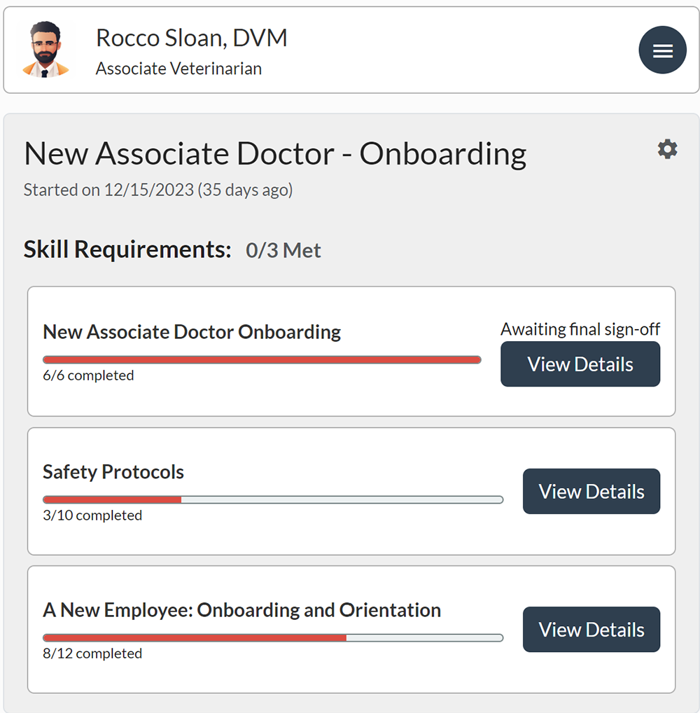 Training Checklists Interface